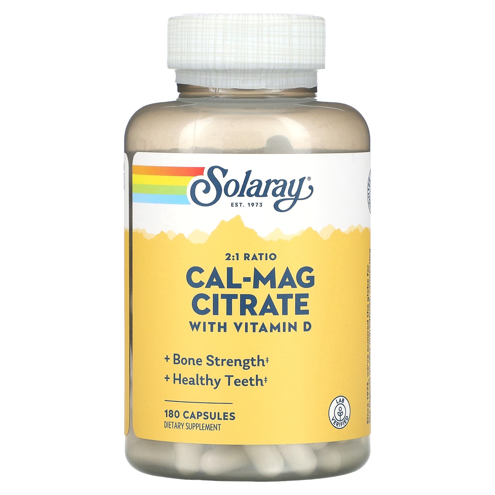 Solaray, Cal-Mag Citrate, 2:1 Ratio with Vitamin D-3, 180 Capsules UPC 076280884500 | HiLife Vitamins